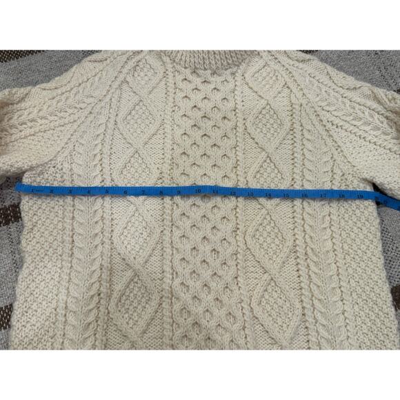 John Molloy Cream Fisherman Wool Knit Sweater Chunky Large Women’s Irish - Picture 3 of 6